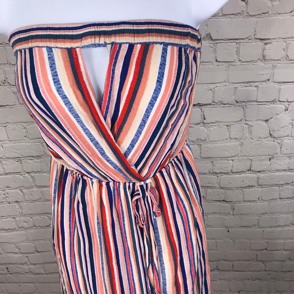 Monteau Strapless Casual Striped Dress Medium - Picture 2 of 8